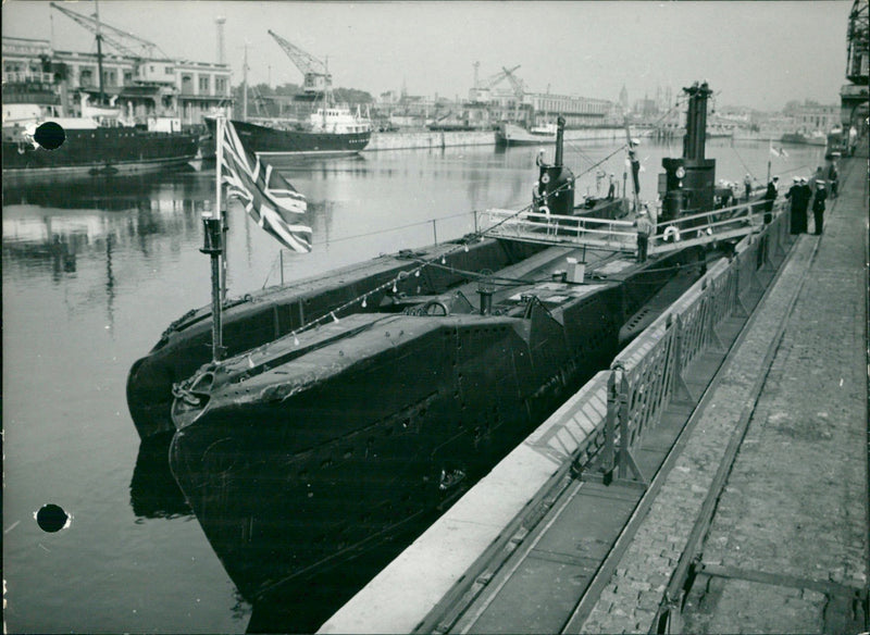 British submarines in Ostend. - Vintage Photograph