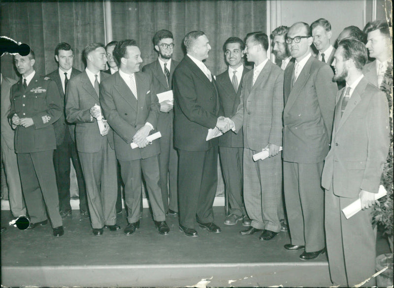 Mr. M. Anseele, Minister of Communication handing out certificates - Vintage Photograph