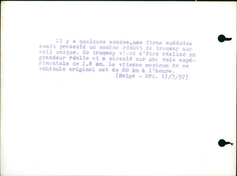 Reduced model of a single rail tram - Vintage Photograph