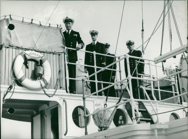 Prince Albert on board of a Navy yacht. - Vintage Photograph