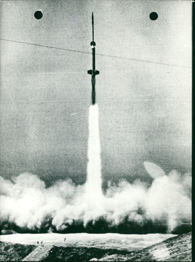 First rocket of the geophysical year. - Vintage Photograph