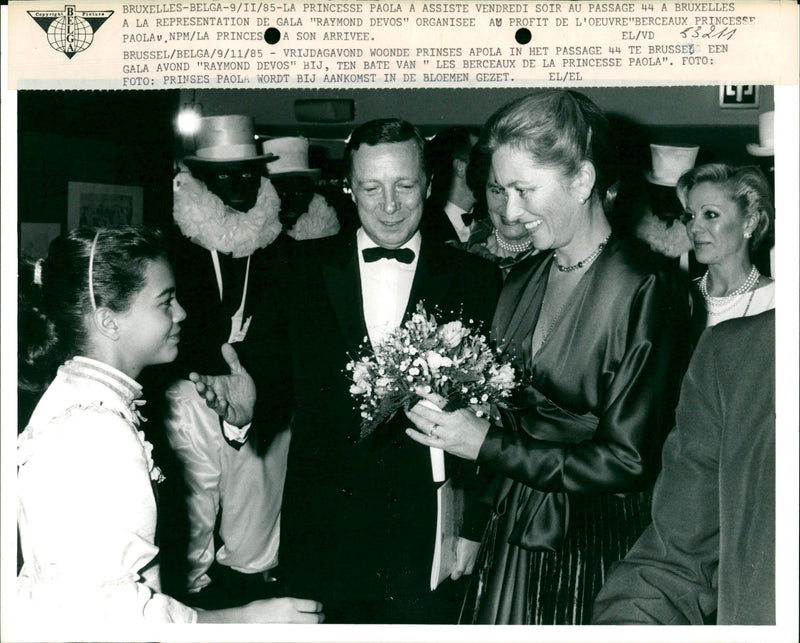 Princess Paola visits the 'Raymond Devos' Gala night. - Vintage Photograph