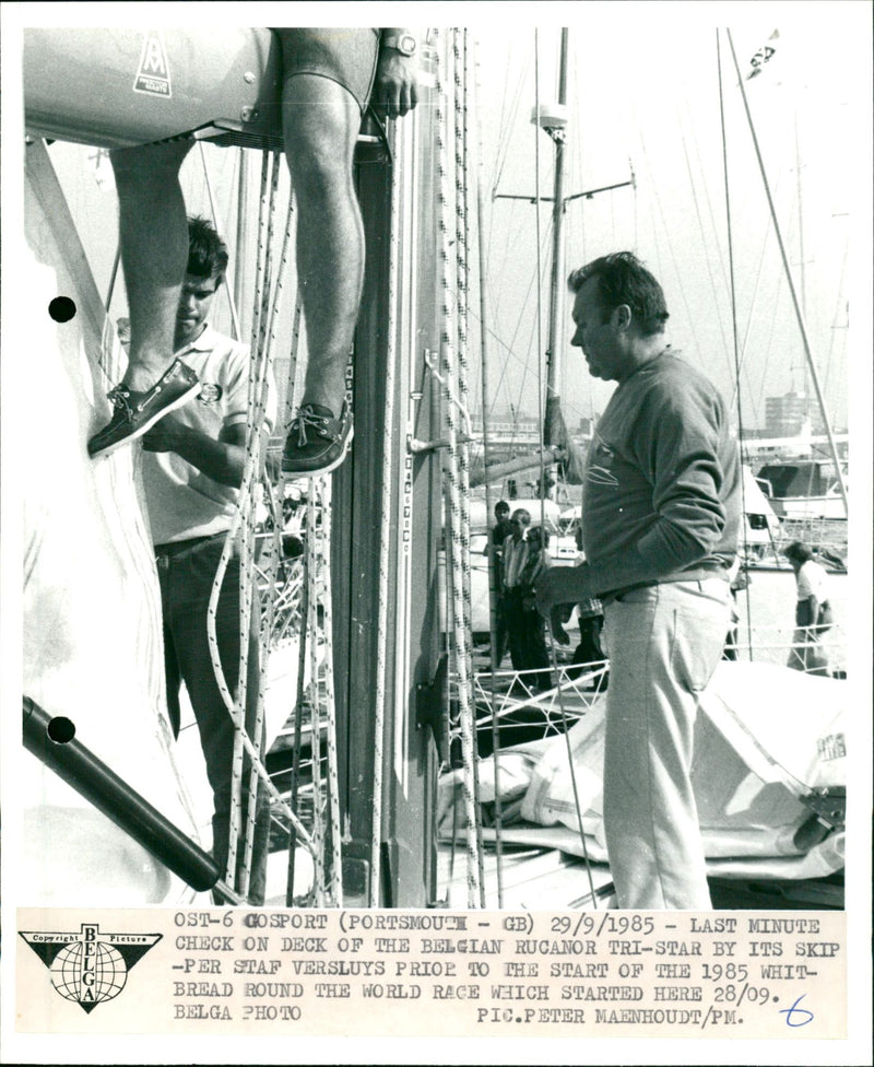 Versluys checking the boat last minute on deck - Vintage Photograph