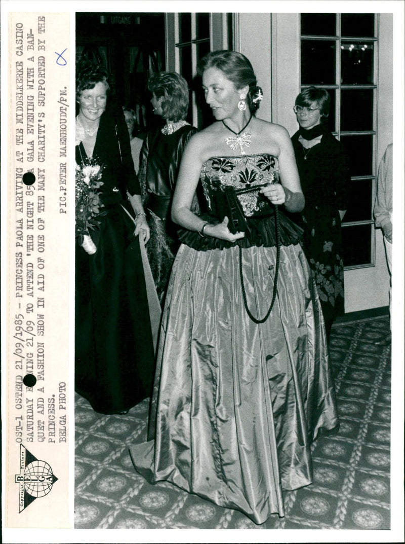 Princess Paola arriving at the casino in Middelkerke - Vintage Photograph