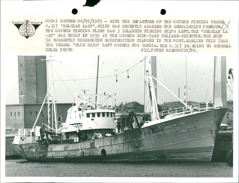 The departure of the Ostend Fishing Vessel 0.317 
 'Belgian Lady' - Vintage Photograph