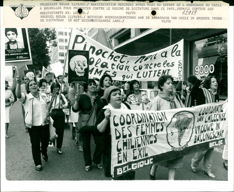 Protest at the Embassy of Chile in Avenue Louise - Vintage Photograph