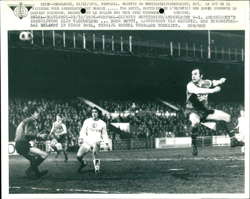 Belgian Cup Football: Olympic Montignies- RSC Anderlecht 0-1 - Vintage Photograph