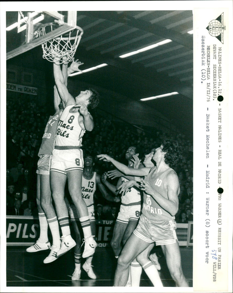 European Basketball: Mechelen- Madrid - Vintage Photograph