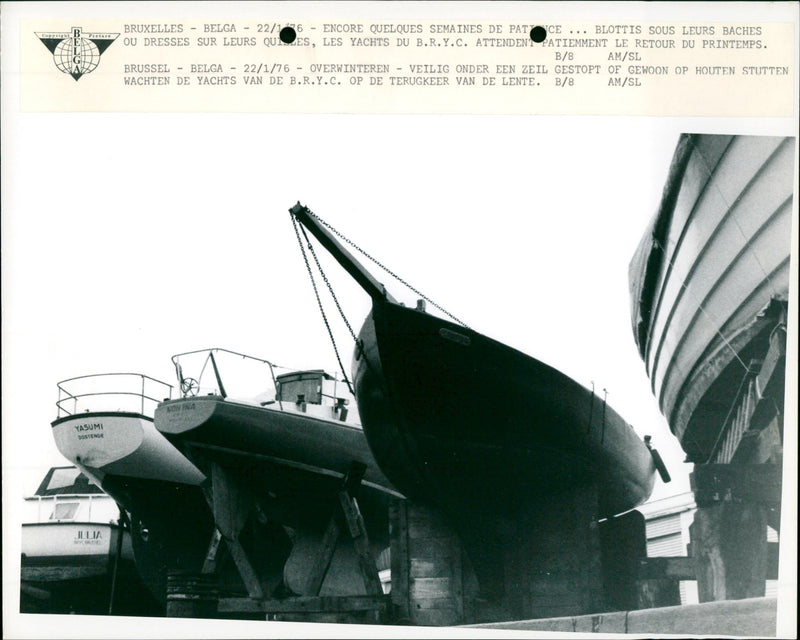 Black Rock Yacht Club are dry docking during winter. - Vintage Photograph