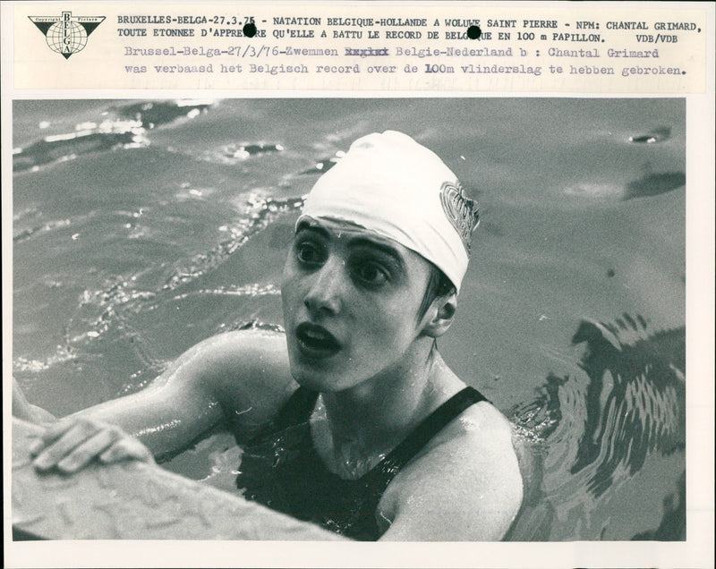 Swimming: Belgium– Netherlands. - Vintage Photograph