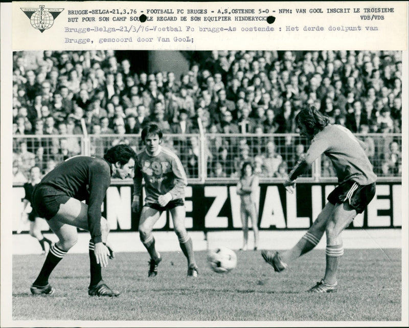 Belgian Football: Club Brugge- AS Oostende 5-0 - Vintage Photograph