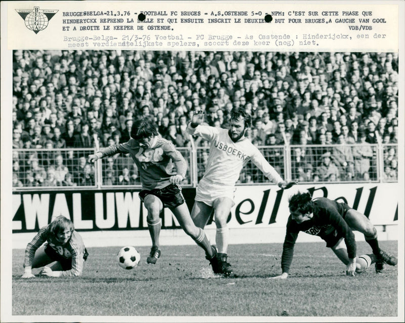 Belgian Football: Club Brugge- AS Oostende 5-0 - Vintage Photograph