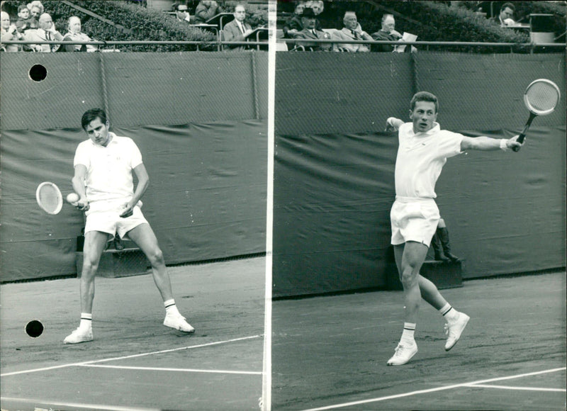 Two tennis players at the Davis Cup in Brussels '68 - Vintage Photograph