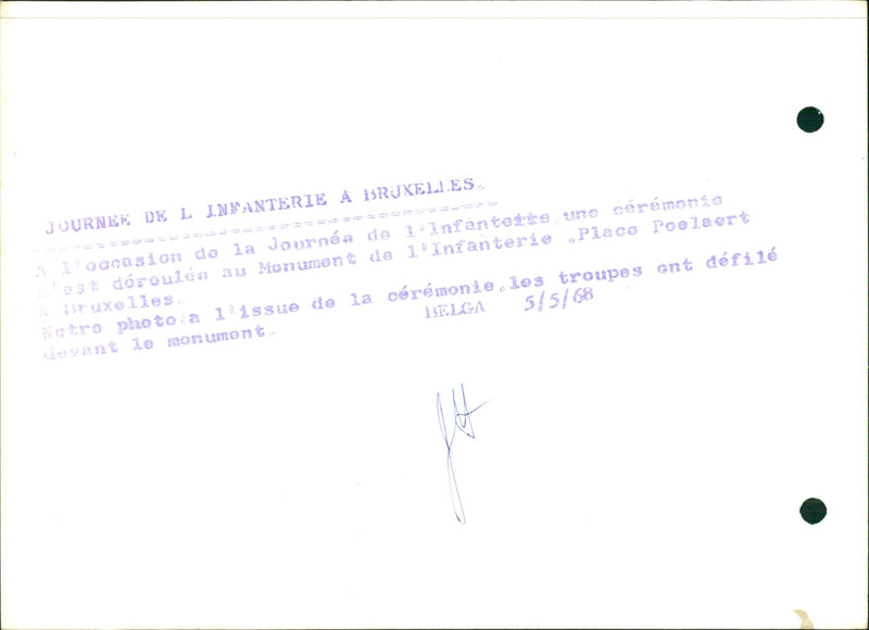 Troops in front of the Monument of the Infantry in Brussels - Vintage Photograph