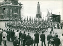 Troops in front of the Monument of the Infantry in Brussels - Vintage Photograph