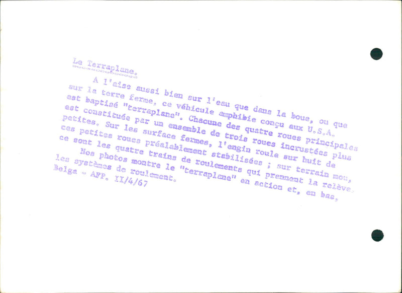 Technical details of the "Terraplane", an amphibious vehicle - Vintage Photograph