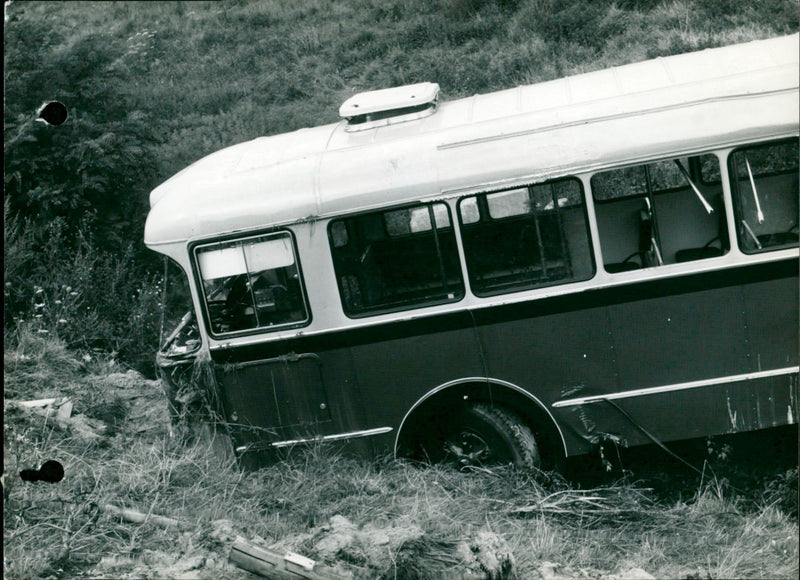 A bus in the ravine - Vintage Photograph