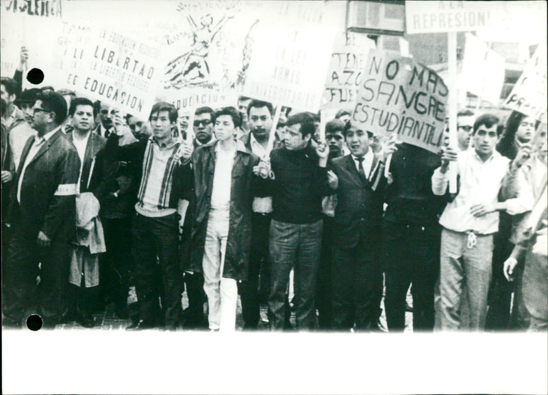 Student protest in Mexico - Vintage Photograph