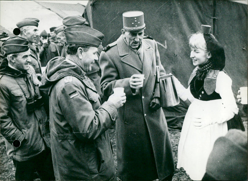 General Massu and general Moll enjoying a drink - Vintage Photograph