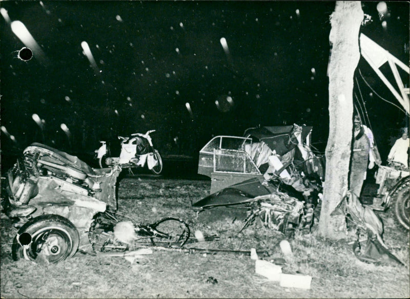 Aftermath of a heavy car crash - Vintage Photograph