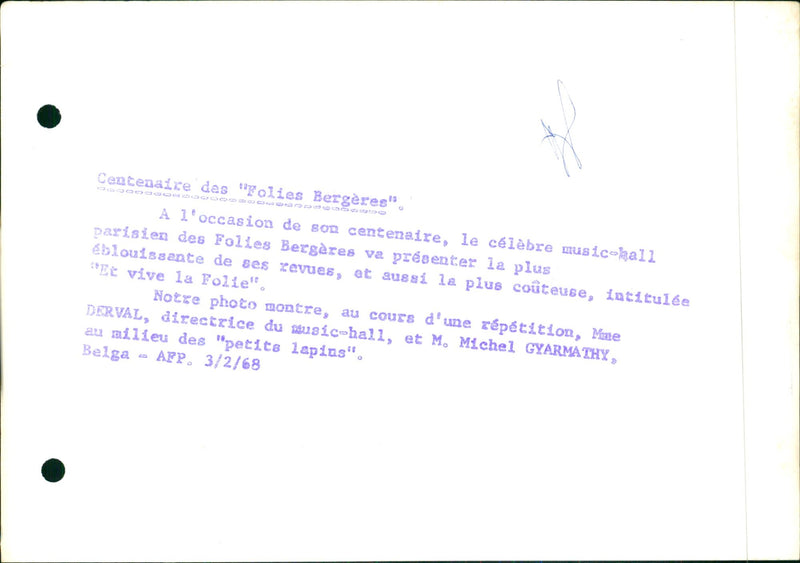 Mrs Derval and Mr Michel Gyarmathy at Folies Bergère music hall - Vintage Photograph