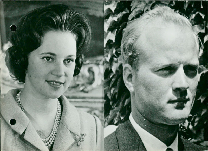 Engagement Princess Benedikte and Prince Richard zu Sayn-Wittgenstein - Vintage Photograph