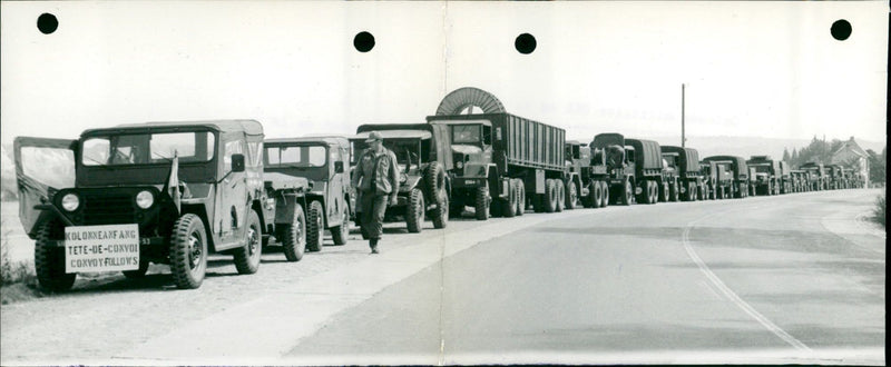 US Military Convoy in Belgium - Vintage Photograph