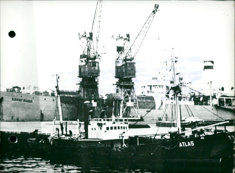 Soviet cargo ship in Casablanca - Vintage Photograph