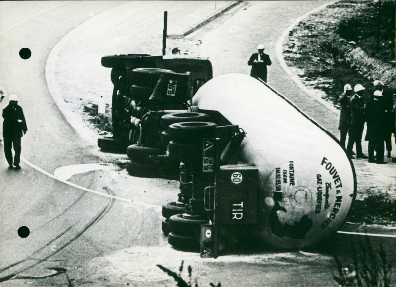 Tanker Truck slipped - Vintage Photograph