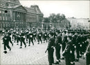 March at the Royal Palace on the birthday of the Belgian King. - Vintage Photograph