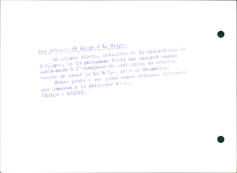 Princess Paola at Health Center - Vintage Photograph