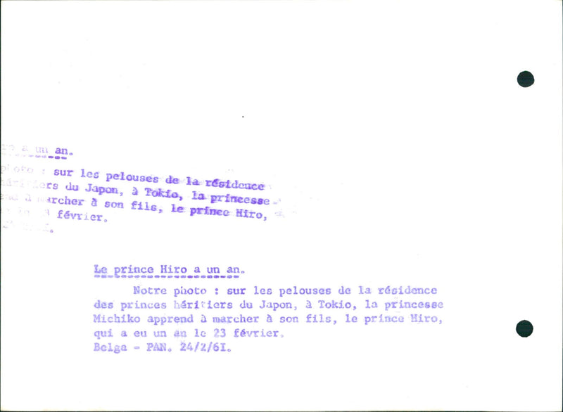 Princess Michiko is teaching Prince Hiro to walk - Vintage Photograph