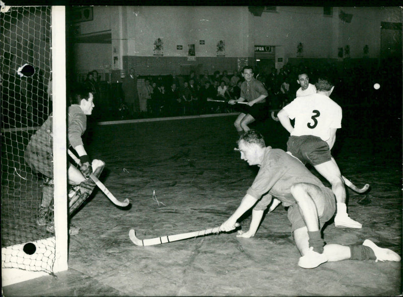 Indoor Hockey Match Belgium vs Spain - Vintage Photograph