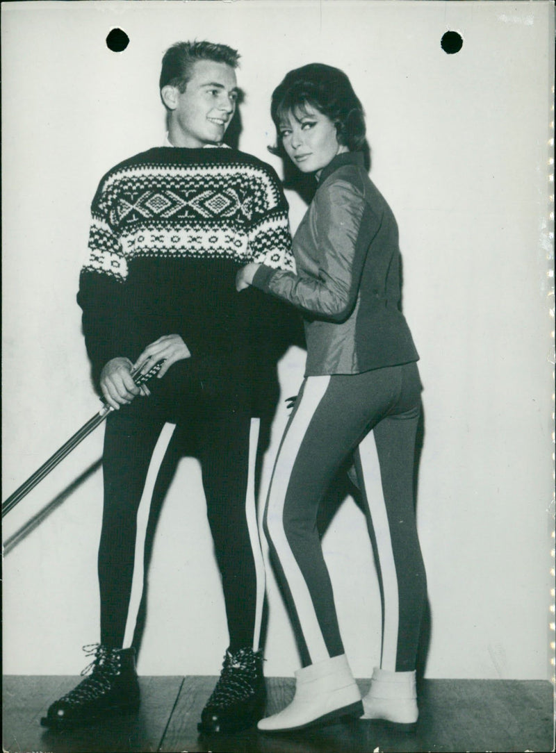 Skiing outfits - Vintage Photograph