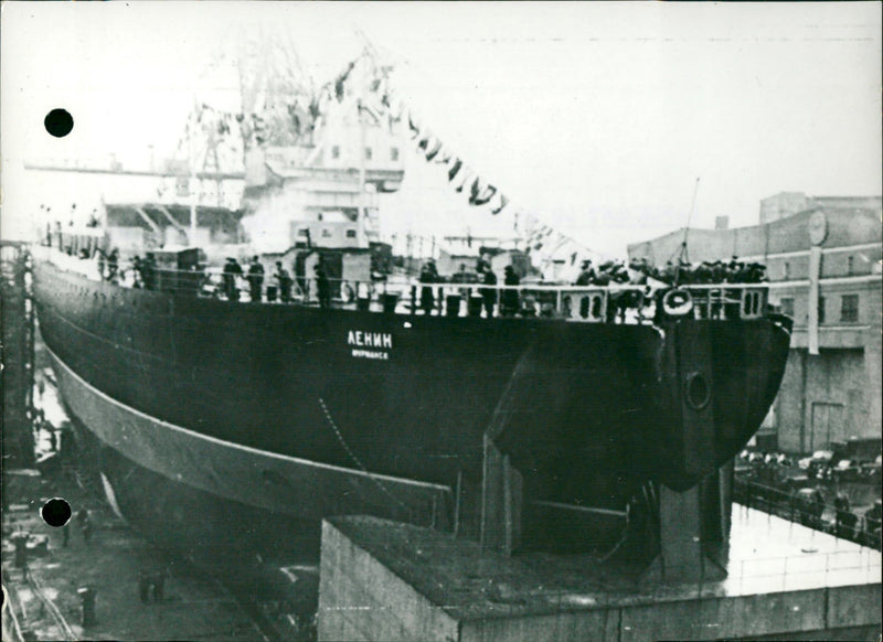 Launching of the Icebreaker 'Lenin' - Vintage Photograph