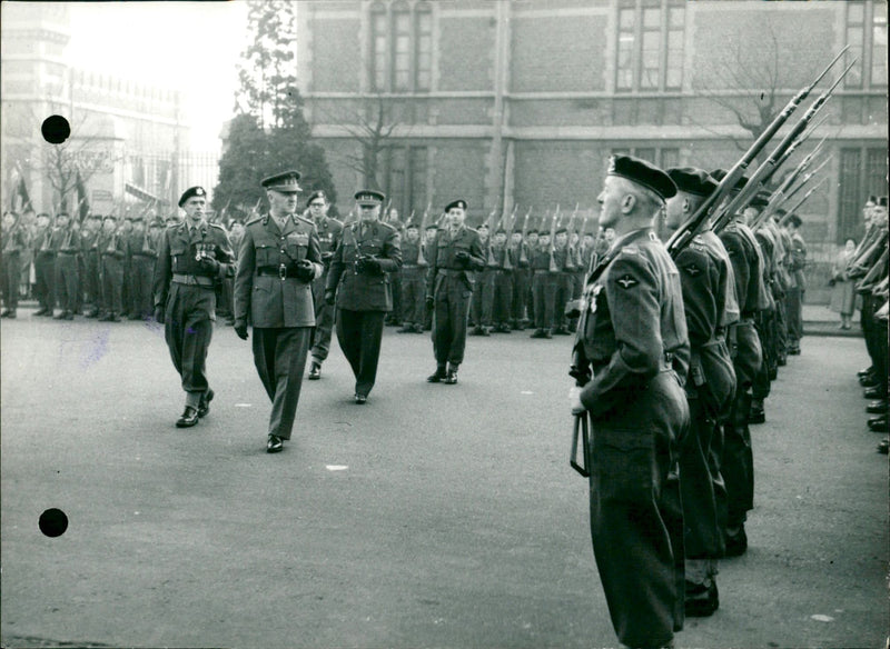 General Baron Jacques de Dixmude inspects the troops on Artillery Day - Vintage Photograph