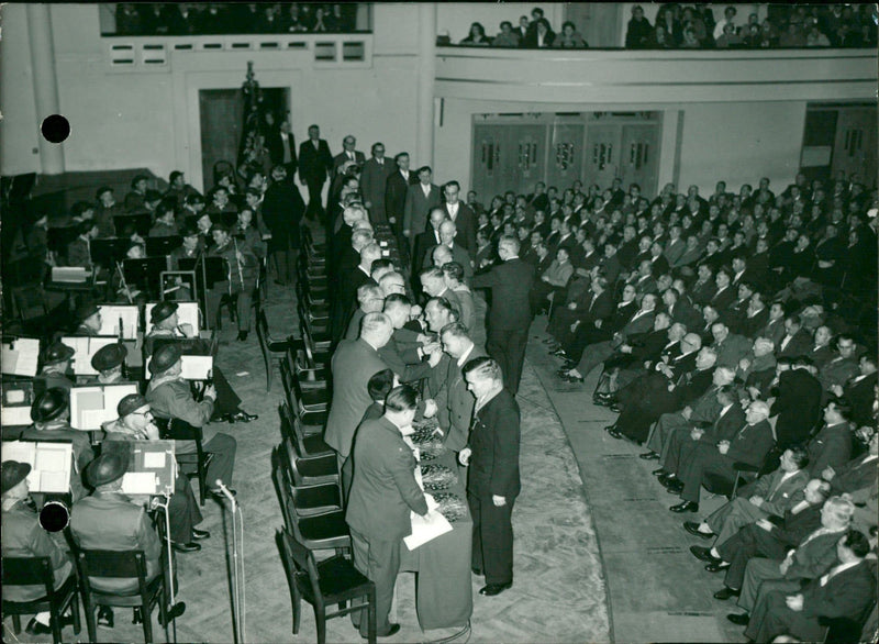 Insignia ceremony for coal miners. - Vintage Photograph