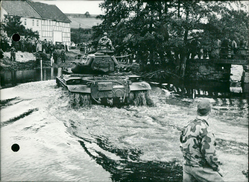 German tank during exercise in Fulda. - Vintage Photograph