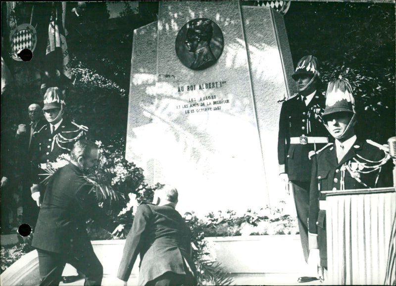 Inauguration of the monument dedicated to King Albert in Monaco. - Vintage Photograph