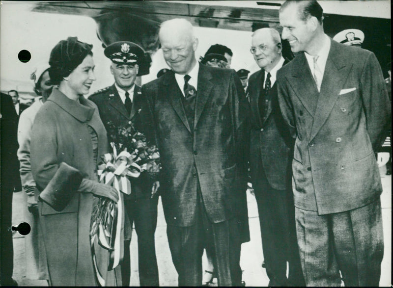 Queen Elizabeth & Prince Philip with President Eisehower - Vintage Photograph