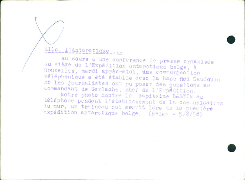 Captain Bastin and King Baudouin's base - Vintage Photograph