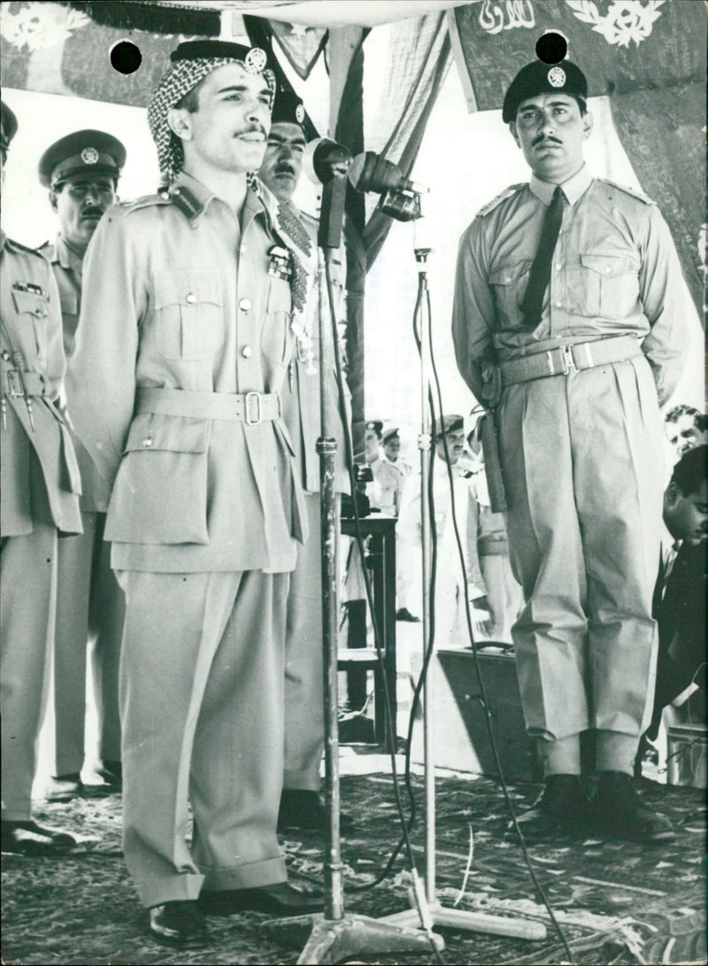 King Hussein in the midst of his soldiers - Vintage Photograph