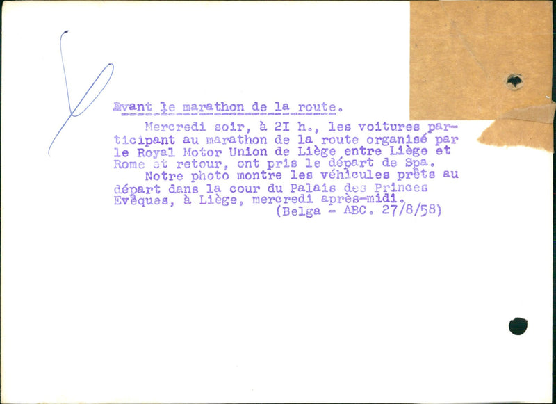 Cars ready to depart on a road marathon - Vintage Photograph