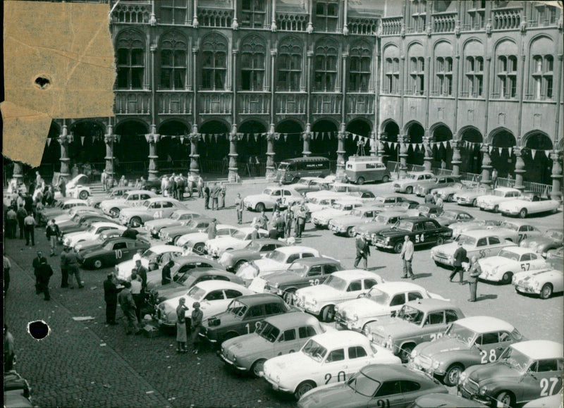 Cars ready to depart on a road marathon - Vintage Photograph