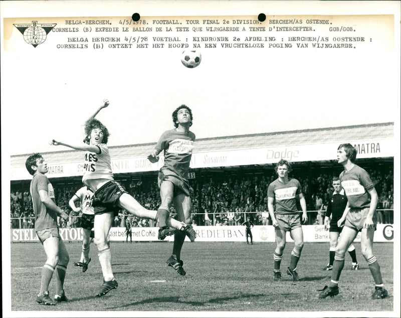Belgian Football: Final round 2nd league match Berchem- As Oostende - Vintage Photograph