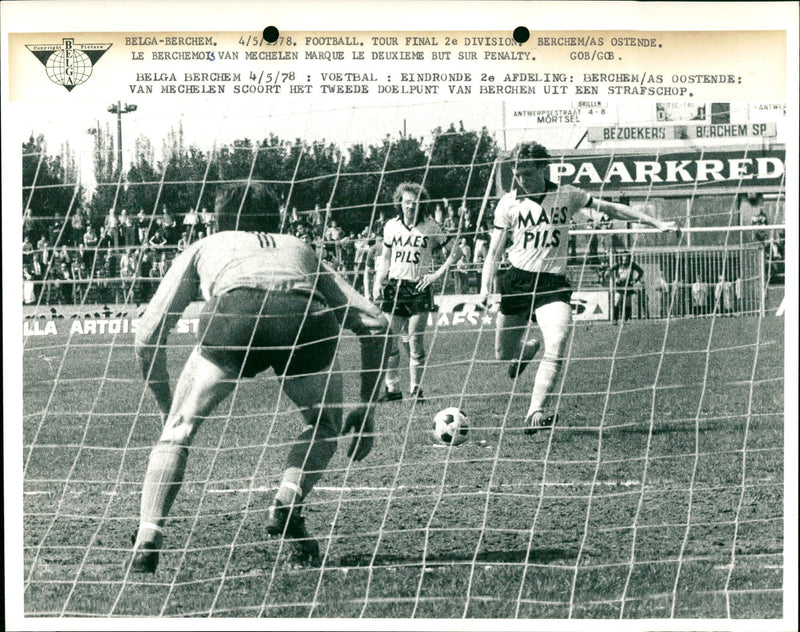 Belgian Football: Final round 2nd league match Berchem- As Oostende - Vintage Photograph