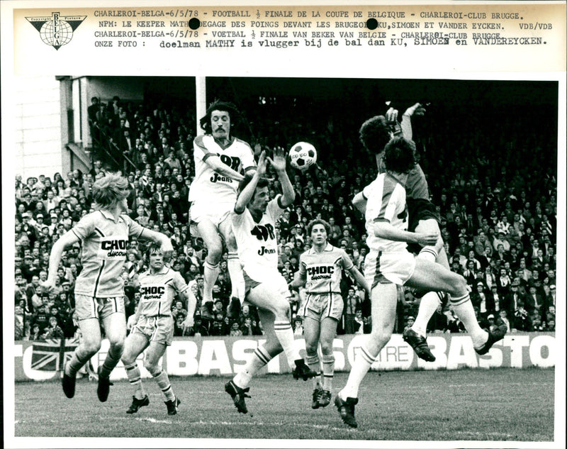 Belgian Cup football: Semi Final Charleroi- Club Brugge - Vintage Photograph