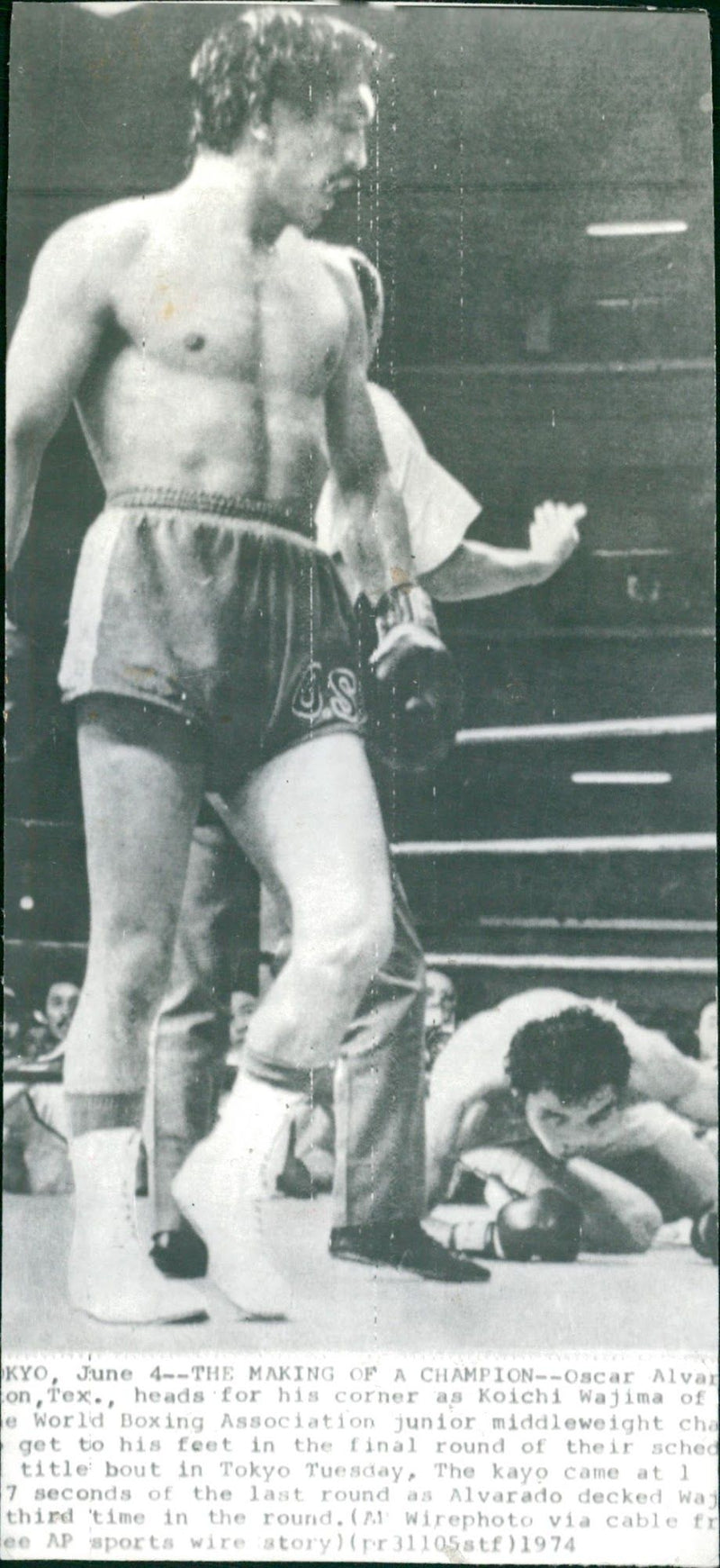 Boxing Junior Middleweight: Oscar Alvarado- Koichi Wajima - Vintage Photograph