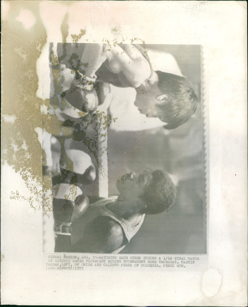 OLYMPIC GAMES MUNICH Boxing: Martin Vargas- Calisto Perez - Vintage Photograph