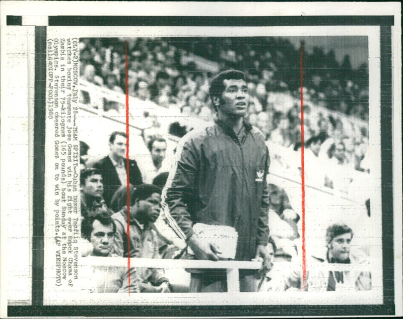 Moscow Olympics: Boxing Jose Gomez- Enock Chama - Vintage Photograph